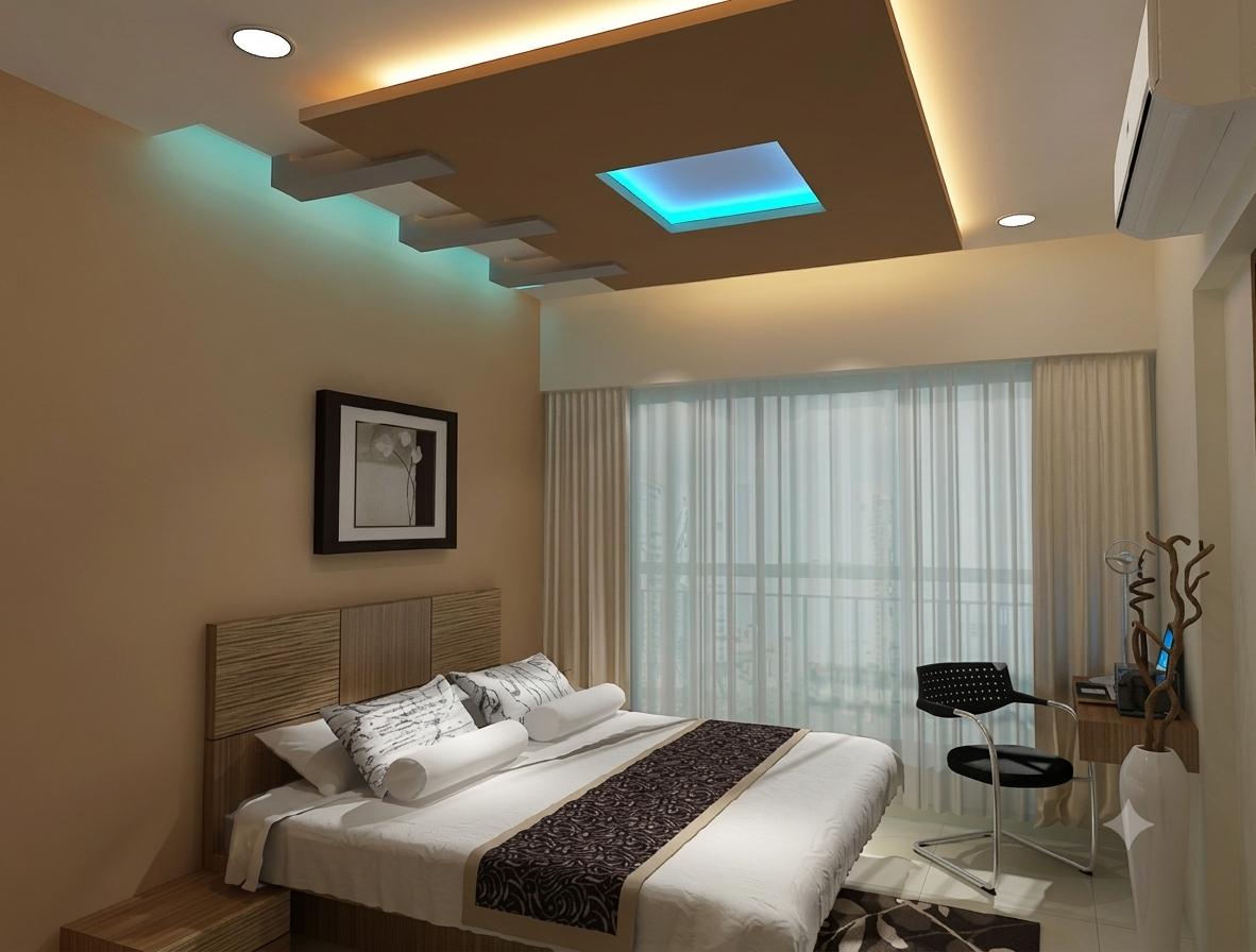False ceiling with cove lighting built by V Max Modular