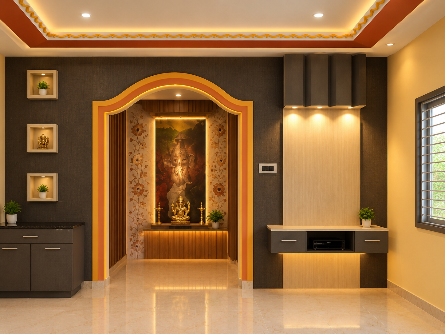 Pooja alcove and console