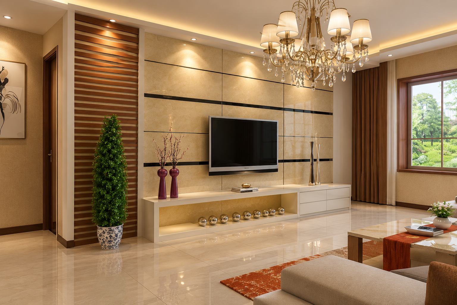 Living room TV wall unit